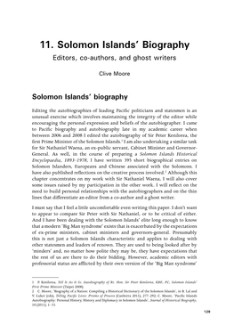 11. Solomon Islands' Biography