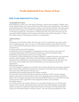 Trade-Industrial Free Zones of Iran