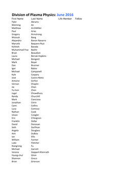 Division of Plasma Physics: June 2016