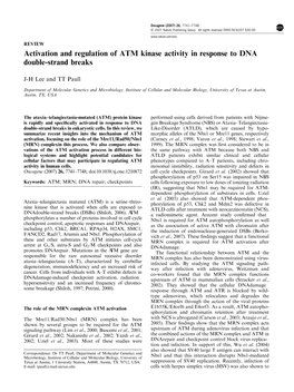 Activation and Regulation of ATM Kinase Activity in Response to DNA Double-Strand Breaks