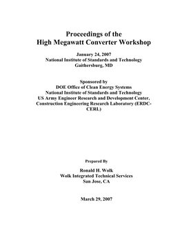 Proceedings of the High Megawatt Converter Workshop
