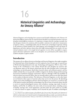 Historical Linguistics and Archaeology: an Uneasy Alliance1