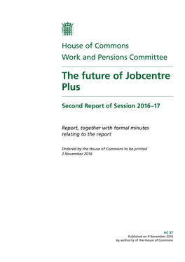 The Future of Jobcentre Plus