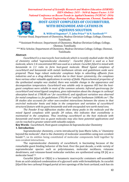 Host-Guest Complexes of Cucurbituril with Benzamide and Cations in Aqueous Solution R