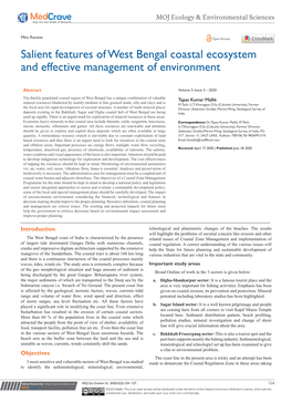 Salient Features of West Bengal Coastal Ecosystem and Effective Management of Environment