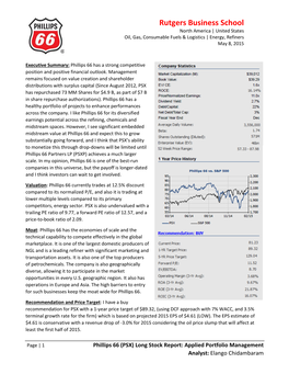 Elango Chidambaram Rutgers Business School North America | United States Oil, Gas, Consumable Fuels & Logistics | Energy, Refiners May 8, 2015