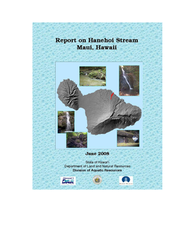 Report on Hanehoi Stream Maui, Hawaiÿi