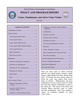 POLICY and PROGRAM REPORT Crimes