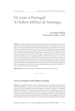 De Leão a Portugal: a Ordem Militar De Santiago