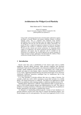 Architectures for Widget-Level Plasticity