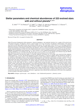 Stellar Parameters and Chemical Abundances of 223 Evolved Stars with and Without Planets�,