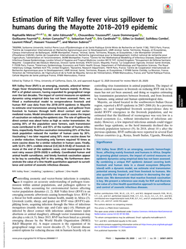 Estimation of Rift Valley Fever Virus Spillover to Humans During the Mayotte 2018–2019 Epidemic