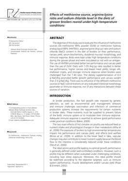 Effects of Methionine Source, Arginine:Lysine Ratio And