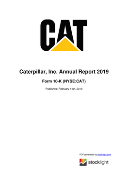 Caterpillar, Inc. Annual Report 2019