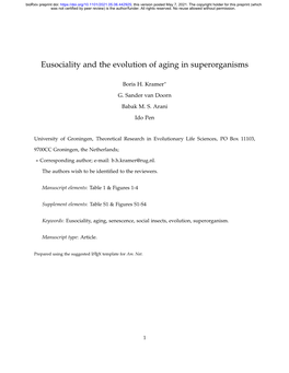 Eusociality and the Evolution of Aging in Superorganisms