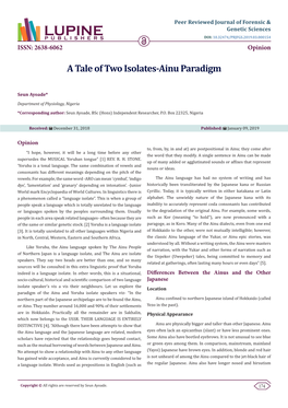 A Tale of Two Isolates-Ainu Paradigm