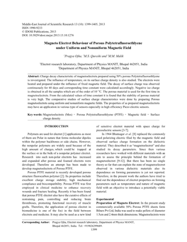 Magneto Electret Behaviour of Porous Polytetrafluoroethlyene Under Uniform and Nonuniform Magnetic Field