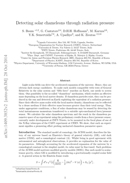 Detecting Solar Chameleons Through Radiation Pressure Arxiv:1409.3852V2 [Astro-Ph.IM] 28 Oct 2014