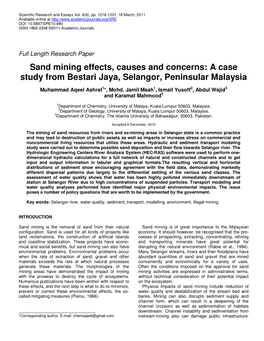 Sand Mining Effects, Causes and Concerns: a Case Study from Bestari Jaya, Selangor, Peninsular Malaysia