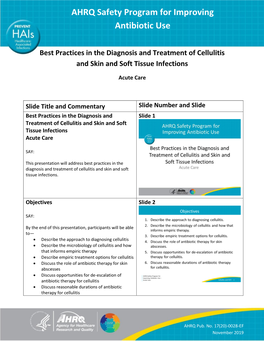 Best Practices in the Diagnosis and Treatment of Cellulitis and Skin and Soft Tissue Infections