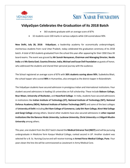 Vidyagyan Celebrates the Graduation of Its 2018 Batch