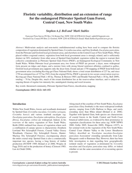 Floristic Variability, Distribution and an Extension of Range for the Endangered Pittwater Spotted Gum Forest, Central Coast, New South Wales