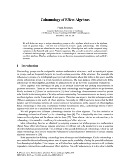 Cohomology of Effect Algebras