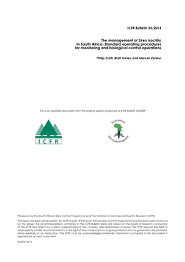 The Management of Sirex Noctilio in South Africa: Standard Operating Procedures for Monitoring and Biological Control Operations