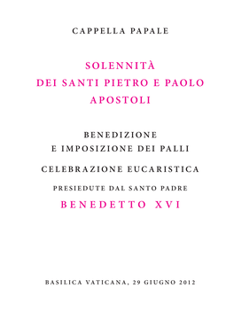 Solennità Dei Santi Pietro E Paolo Apostoli Benedetto