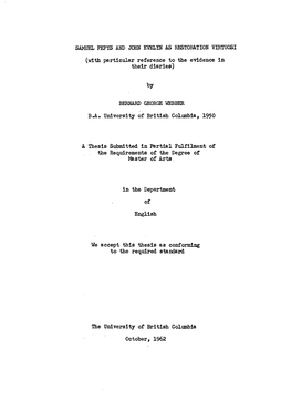 Samuel Pepys and John Evelyn As Restoration Virtuosi