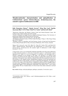 Morpho-Molecular Characterisation and Epitypification