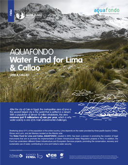 AQUAFONDO Water Fund for Lima & Callao