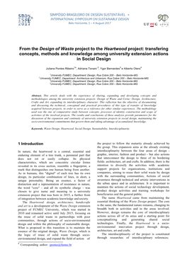 From the Design of Waste Project to the Heartwood Project: Transfering Concepts, Methods and Knowledge Among University Extension Actions in Social Design