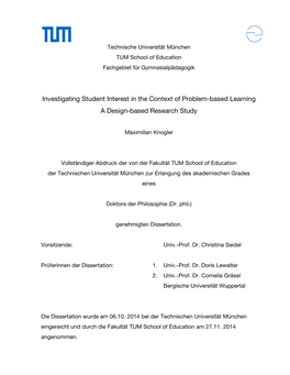 Investigating Student Interest in the Context of Problem-Based Learning a Design-Based Research Study