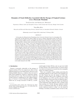 Dynamics of Track Deflection Associated with the Passage of Tropical Cyclones Over a Mesoscale Mountain