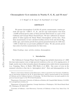 Chromospheric Caii Emission in Nearby F, G, K, and M Stars