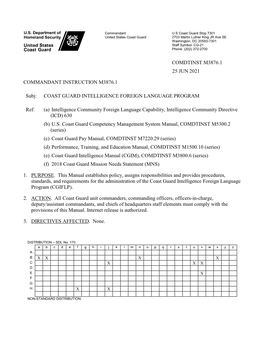 Coast Guard Intelligence Foreign Language Program