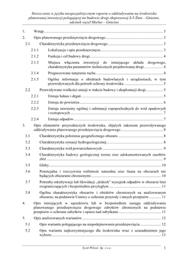 Streszczenie W Języku Niespecjalistycznym Raportu OOS S