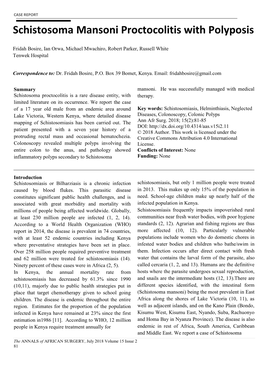 Schistosoma Mansoni Proctocolitis with Polyposis