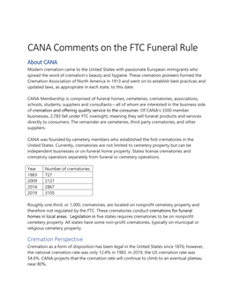 CANA Comments on the FTC Funeral Rule