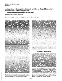 Antagonists with Negative Intrinsic Activity at 6 Opioid Receptors