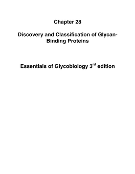 Binding Proteins Essentials of Glycobiology 3 Edition