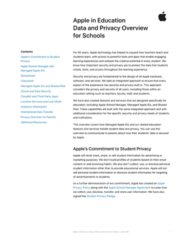 Apple in Education—Data and Privacy Overview for Schools | April 2021 1 Apple School Manager and Managed Apple Ids