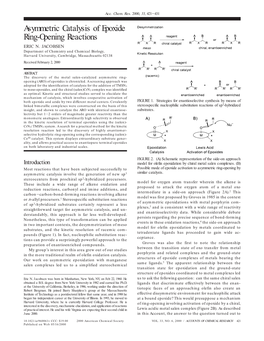 Asymmetric Catalysis of Epoxide Ring-Opening Reactions ERIC N