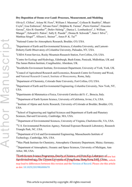 Dry Deposition of Ozone Over Land: Processes, Measurement, and Modeling Olivia E