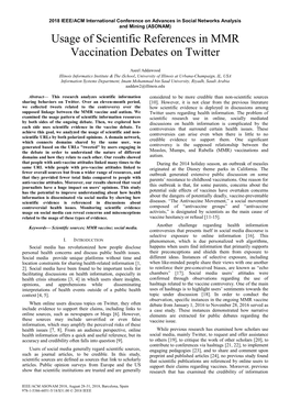 Usage of Scientific References in MMR Vaccination Debates on Twitter