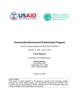 Community-Government Partnership Program Final Report