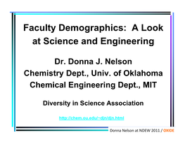 Faculty Demographics: a Look at Sci En Ce an D En Gin Eerin G