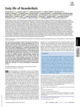 Early Life of Neanderthals