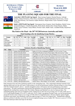 The Playing Squads for the Final